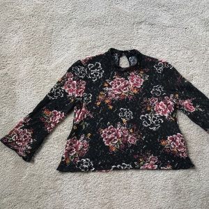 Zara black floral mesh top